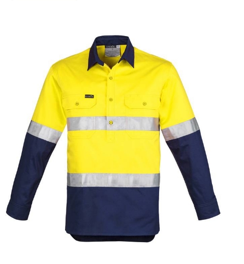 Picture of Syzmik, Mens Hi Vis Closed Front L/S Shirt - Hoop Taped